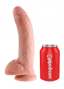 Pipedream King Cock -  dildo realistyczne duże NATURALNE z jądrami PVC - 23cm (9")