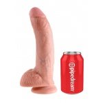 Pipedream King Cock -  dildo realistyczne duże NATURALNE z jądrami PVC - 23cm (9")