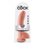 Pipedream King Cock -  dildo realistyczne duże NATURALNE z jądrami PVC - 23cm (9")