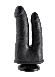 Pipedream King Cock -  dildo realistyczne duże PODWÓJNE czarne PVC - 22cm