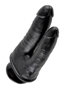 Pipedream King Cock -  dildo realistyczne duże PODWÓJNE czarne PVC - 22cm
