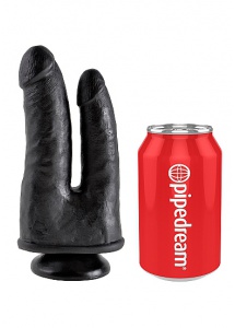 Pipedream King Cock -  dildo realistyczne duże PODWÓJNE czarne PVC - 22cm