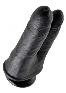 Pipedream King Cock -  dildo realistyczne duże PODWÓJNE czarne PVC - 22cm