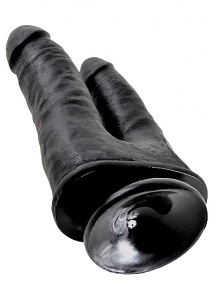 Pipedream King Cock -  dildo realistyczne duże PODWÓJNE czarne PVC - 22cm