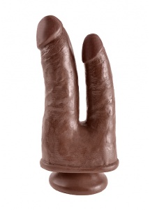 Pipedream King Cock - dildo realistyczne duże PODWÓJNE brązowe PVC - 22cm