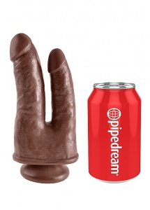 Pipedream King Cock - dildo realistyczne duże PODWÓJNE brązowe PVC - 22cm
