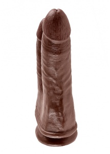 Pipedream King Cock - dildo realistyczne duże PODWÓJNE brązowe PVC - 22cm