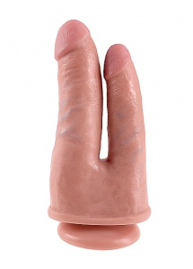 Pipedream King Cock -  dildo realistyczne duże PODWÓJNE naturalne PVC - 22cm