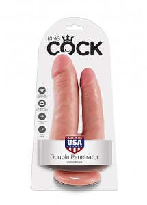 Pipedream King Cock -  dildo realistyczne duże PODWÓJNE naturalne PVC - 22cm