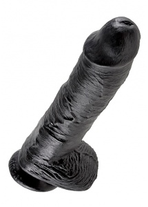 Pipedream King Cook - Sztuczny penis czarny , jądra, PVC - 26cm (10")