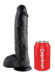 Pipedream King Cook - Sztuczny penis czarny , jądra, PVC - 26cm (10")