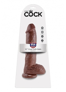 Pipedream King Cook - Sztuczny penis brązowy , jądra, PVC - 26cm (10")