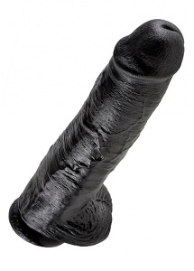 Pipedream King Cook - dildo długie REALISTYCZNE PVC czarne z jądrami - 28cm (11")