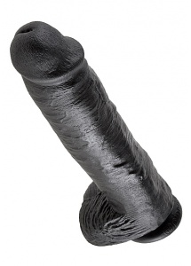 Pipedream King Cook - dildo długie REALISTYCZNE PVC czarne z jądrami - 28cm (11")