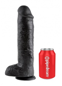 Pipedream King Cook - dildo długie REALISTYCZNE PVC czarne z jądrami - 28cm (11")