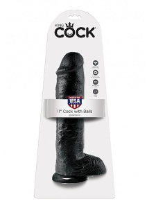 Pipedream King Cook - dildo długie REALISTYCZNE PVC czarne z jądrami - 28cm (11")