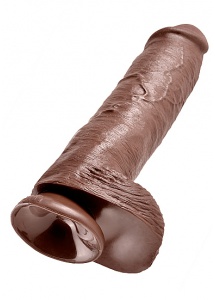Pipedream King Cook - dildo długie REALISTYCZNE PVC brązowe z jądrami - 28cm (11")