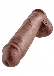 Pipedream King Cook - dildo długie REALISTYCZNE PVC brązowe z jądrami - 28cm (11")
