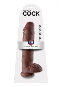 Pipedream King Cook - dildo długie REALISTYCZNE PVC brązowe z jądrami - 28cm (11")