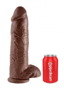 Pipedream King Cock - dildo REALISTYCZNE brązowe z jądrami - 30cm (12")
