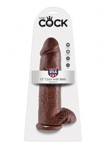 Pipedream King Cock - dildo REALISTYCZNE brązowe z jądrami - 30cm (12")