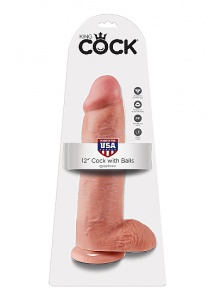 Pipedream King Cock - dildo REALISTYCZNE naturalne jasne z jądrami - 30cm (12")