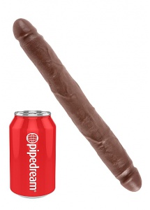 Pipedream King Cock -  dildo Vaginalno-Analne PODWÓJNE brązowe PVC - slim 31cm (12")