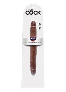 Pipedream King Cock -  dildo Vaginalno-Analne PODWÓJNE brązowe PVC - slim 31cm (12")