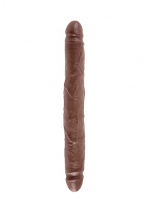 Pipedream King Cock -  dildo Vaginalno-Analne PODWÓJNE brązowe PVC - slim 31cm (12")