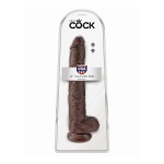 Pipedream King Cock - dildo realistyczne DŁUGI WĄSKI brąz PVC jądra - 36cm (14")