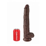 Pipedream King Cock - dildo realistyczne DŁUGI WĄSKI brąz PVC jądra - 36cm (14")