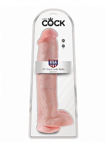 Pipedream King Cock -  dildo realistyczne GRUBY OLBRZYM naturalne PVC jądra - 38cm (15")