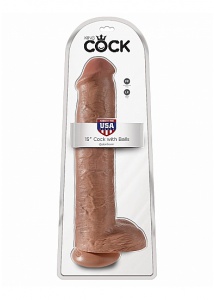 Pipedream King Cook - dildo realistyczne GRUBY OLBRZYM śniady PVC jądra - 38cm (15")