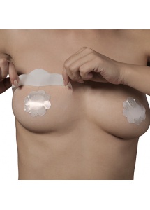 Plastry podnoszące piersi + nakładki jedwabne - Bye Bra Breast Lift & Silk Nipple - rozmiar D-F Cieliste 3 pary