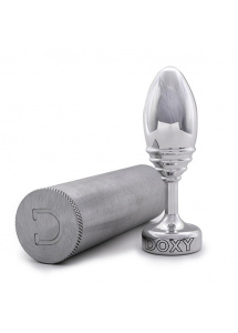 Plug analny metalowy z żebrowaniem - Doxy Butt Plug Ribbed  