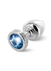 Plug analny ozdobny - Diogol Anni Butt Plug 25mm Okrągły Srebrny z Niebieskim