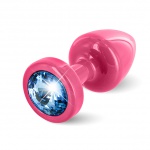 Plug analny ozdobny - Diogol Anni Butt Plug 25mm Okrągły Różowy z Niebieskim