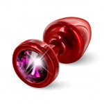 Plug analny ozdobny - Diogol Anni Butt Plug 25mm Okrągły Czerwony z Różowym