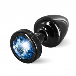 Plug analny ozdobny - Diogol Anni Butt Plug 25mm Okrągły Czarny z Niebieskim