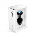 Plug analny ozdobny - Diogol Anni Butt Plug 25mm Okrągły Czarny z Niebieskim