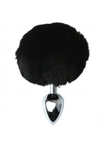 Plug metalowy z ogonkiem pomponem - Sportsheets Sincerely Metal Bunny Butt Plug Czarny