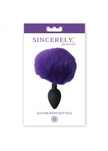 Plug silikonowy z ogonkiem pomponem - Sportsheets Sincerely Silicone Bunny Butt Plug Fioletowy
