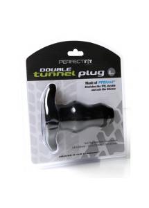 Plug tunel - Perfect Fit Double Tunnel Plug Large czarny