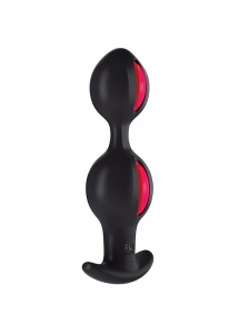 Plug z kulkami analnymi - Fun Factory B Balls Duo Anal Plug with Motion  Czarny z czerwonym
