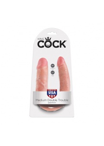 Podwójne dildo - King Cock U-Shaped Double Trouble Medium Flesh Średnie