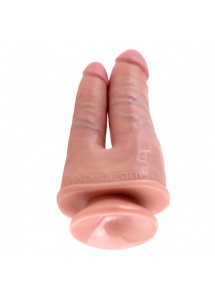 Podwójne dildo z przyssawką - King Cock Double Penetrator Flesh