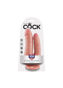 Podwójne dildo z przyssawką - King Cock Double Penetrator Flesh