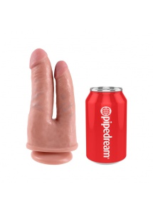 Podwójne dildo z przyssawką - King Cock Double Penetrator Flesh