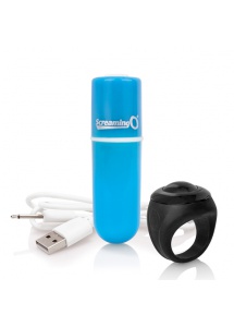 Potężny mini wibrator ze zdalnym sterowaniem - The Screaming O Charged Remote Control Vooom Bullet  Niebieski