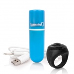 Potężny mini wibrator ze zdalnym sterowaniem - The Screaming O Charged Remote Control Vooom Bullet  Niebieski